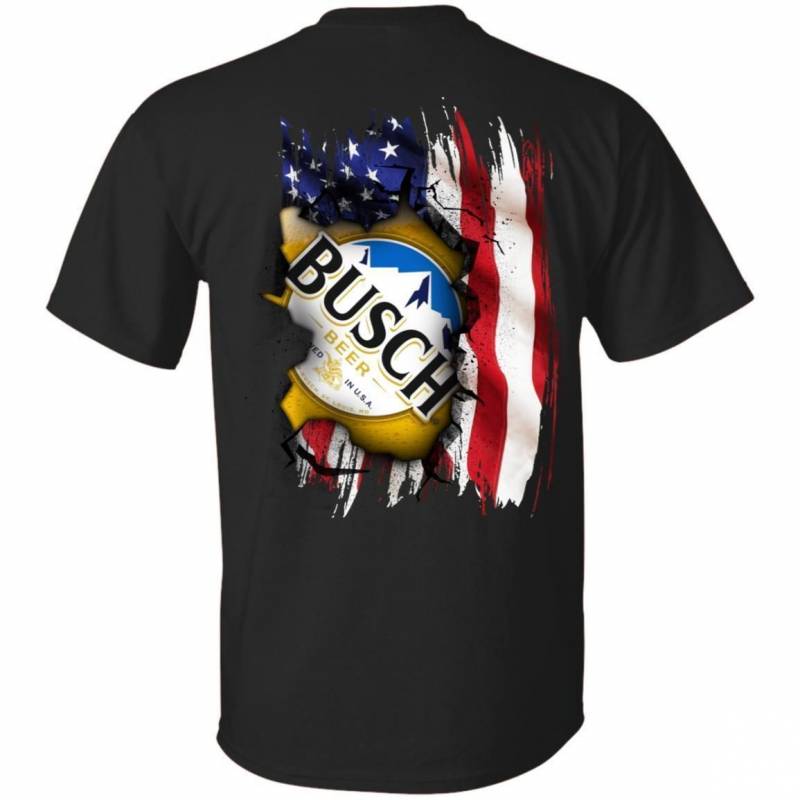 Busch Beer & American Flag T-shirt For Independence Day LT05