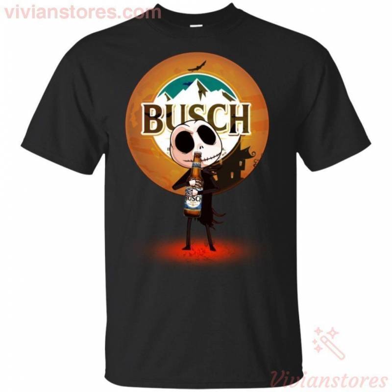 Jack Skellington Hold Busch Beer T-Shirt Halloween Costume HA08