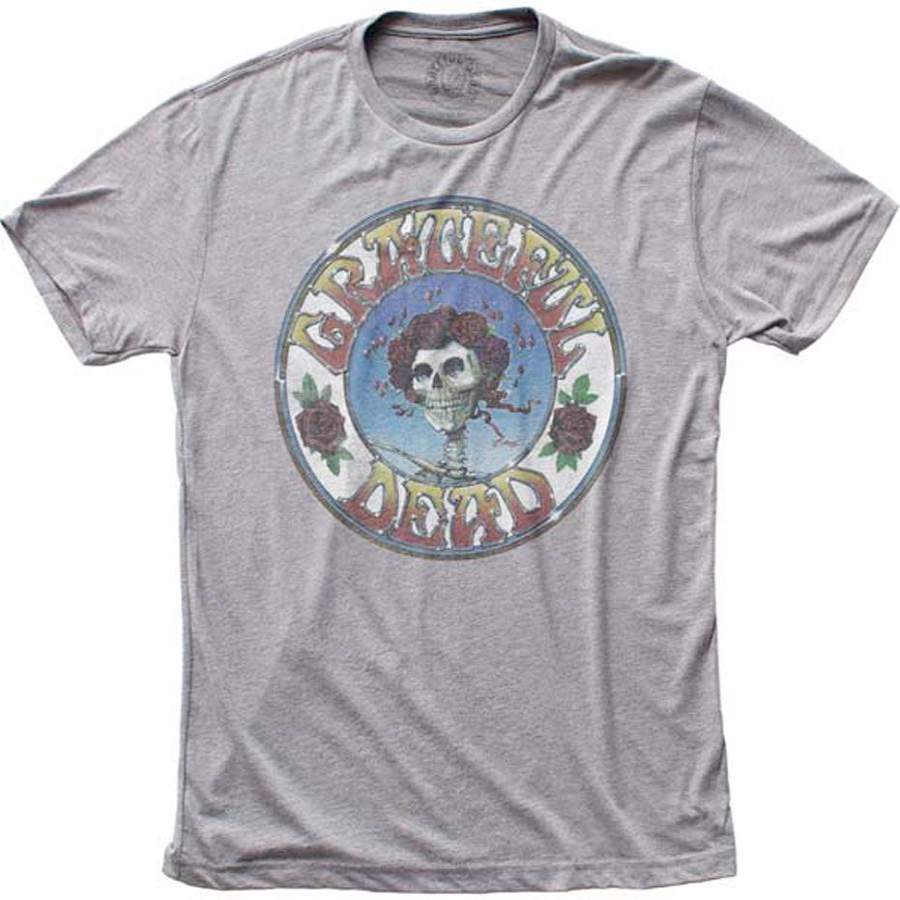 Grateful Dead – Skull and Roses – Heather Grey Tri-Blend t-shirt