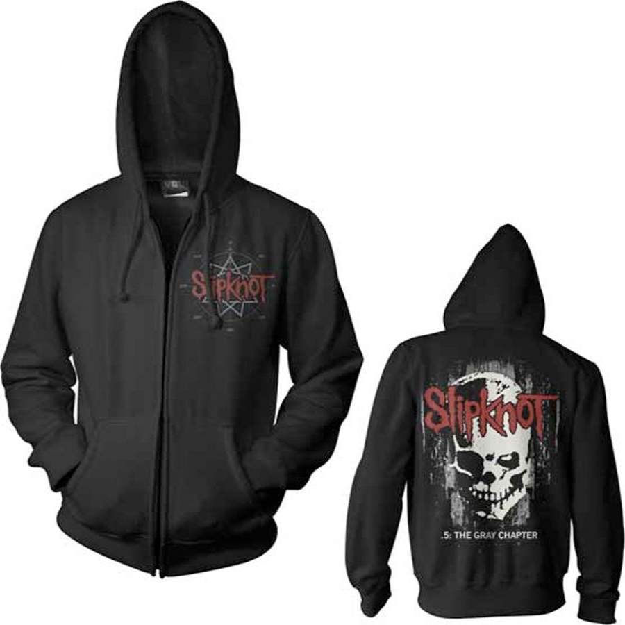 Slipknot – Skull Back – Zip Up Black Hooded Sweatshirt