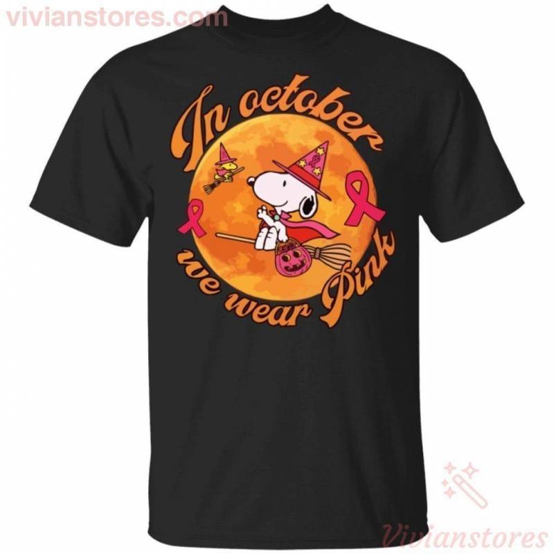 In October We Wear Pink Snoopy Breast Cancer Awareness Halloween T-shirt HA09