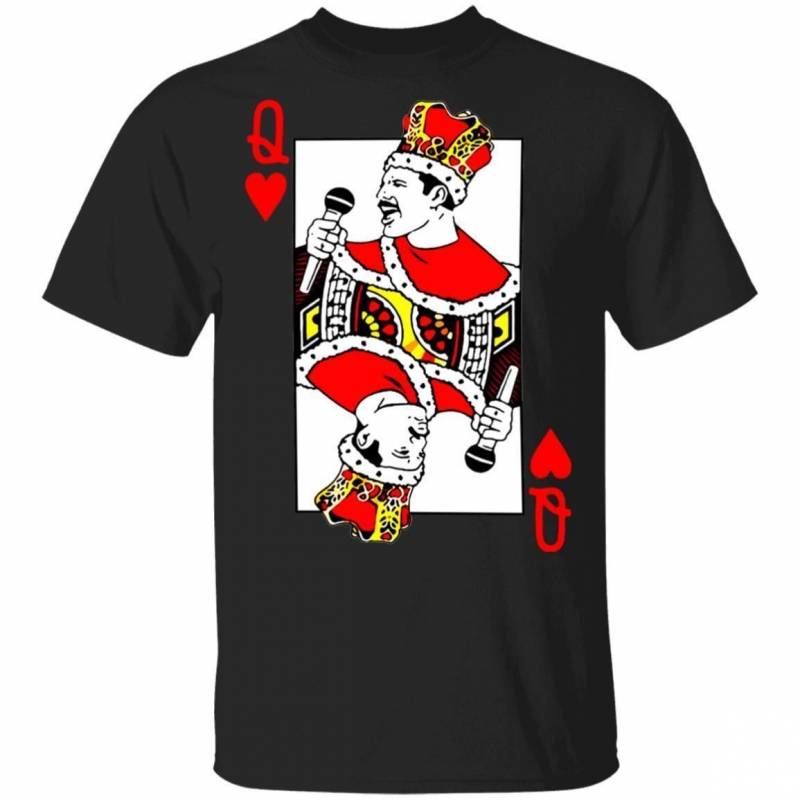 Funny Freddie Mercury T-Shirt Queen Of Hearts Poker For Fan MT12