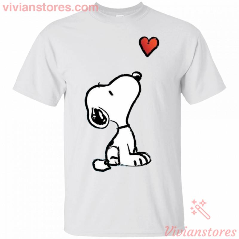 Cute Sitting Snoopy Kiss Heart T-Shirt For Snoopy Lover