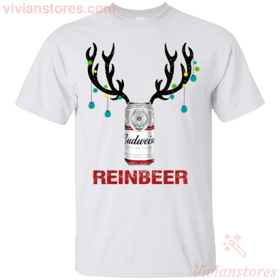 Budweiser Reinbeer Funny Beer Reindeer Christmas T-Shirt