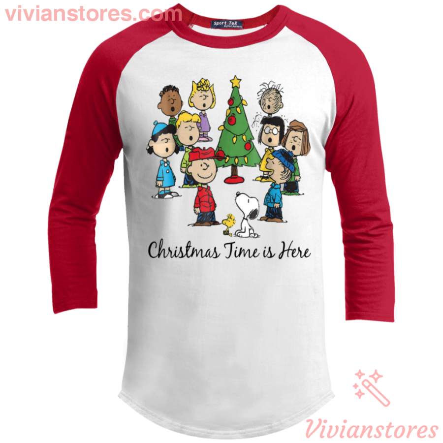 Christmas Snoopy And Friends Ragland Sleeve Shirt Christmas Time Is Here