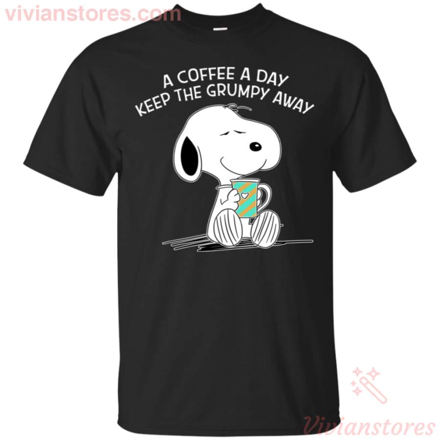 Cute Snoopy A Coffee A Day Keep The Grumpy Away T-Shirt