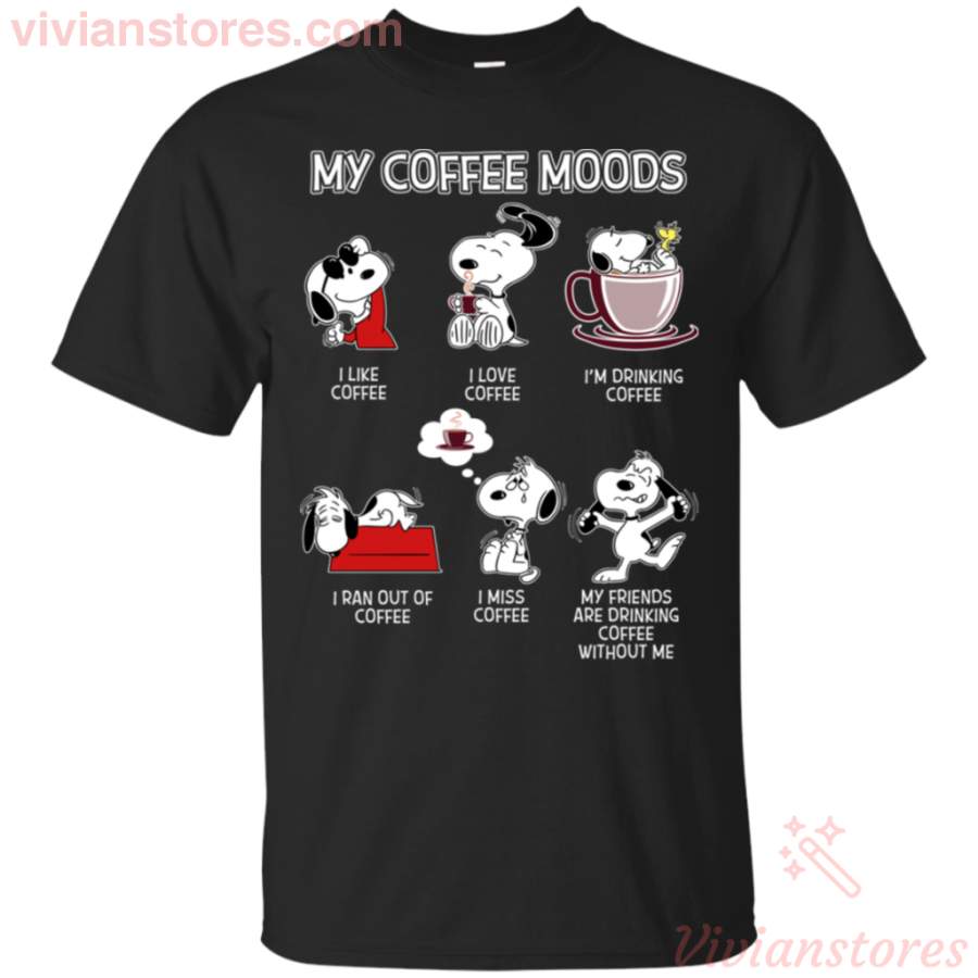 Funny Snoopy Emoji My Coffee Moods Coffee Lover T-Shirt