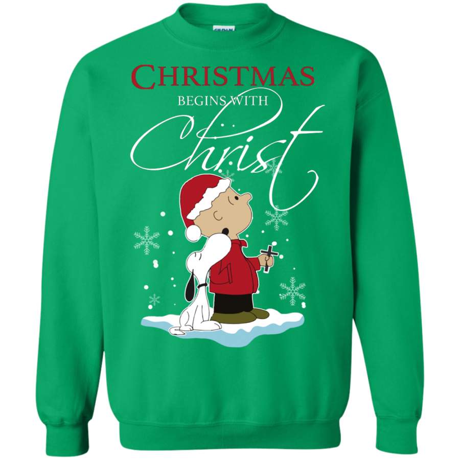 Christmas begins with Christ Snoopy Sweatshirt