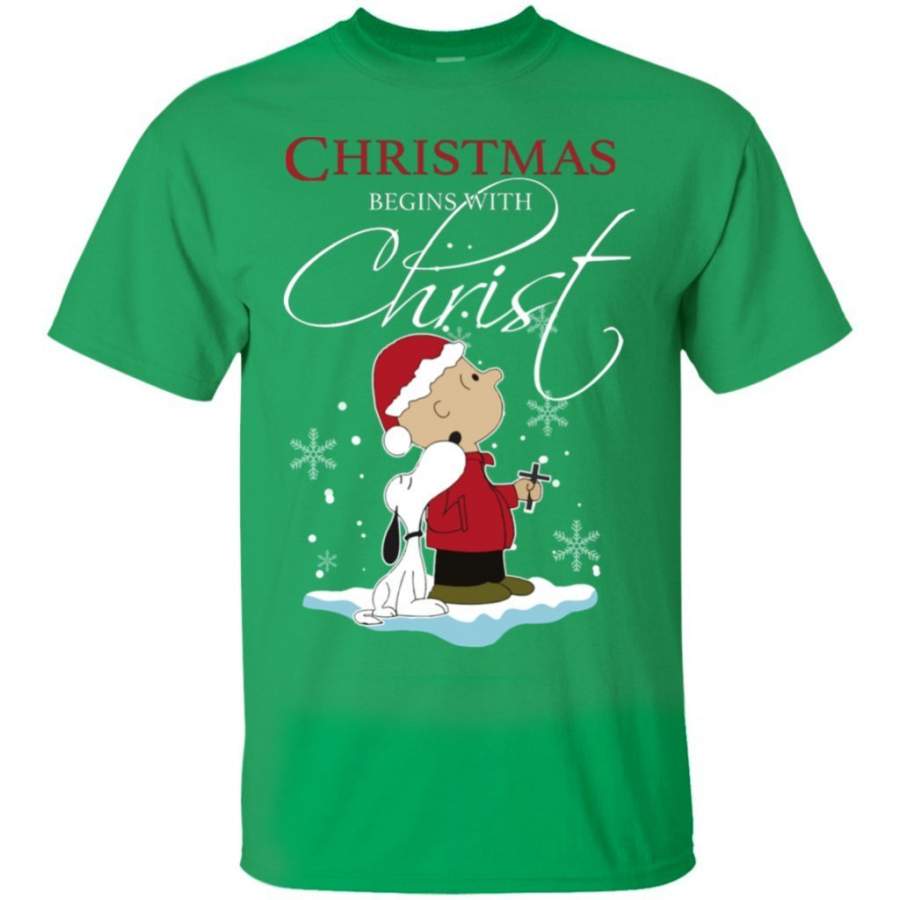 Christmas begins with Christ Snoopy T-Shirt Xmas Gift Idea