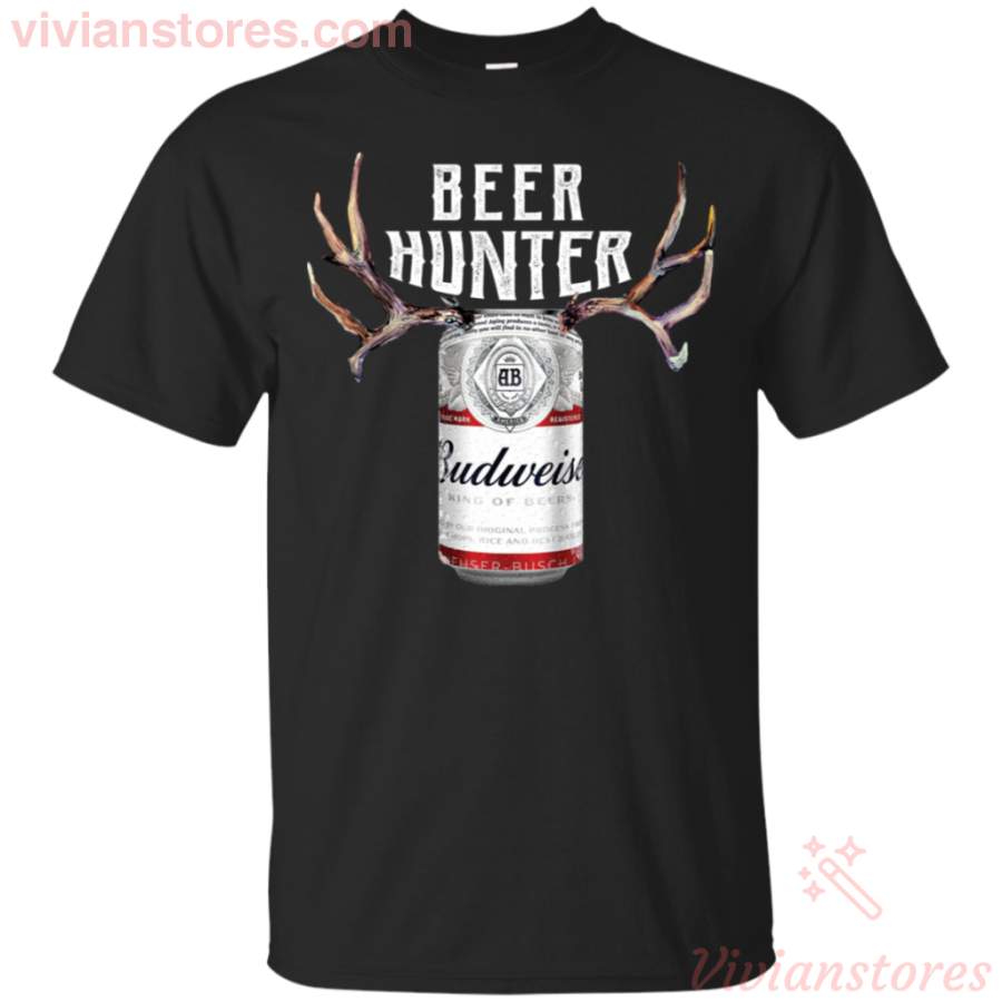 Beer Hunter Budweiser Funny Hunting Beer Reindeer T-Shirt