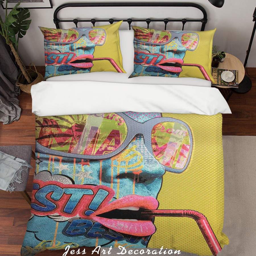 3D Monika Nowak Greetings From Miami Colorized Quilt Cover Set Bedding Set Duvet Cover Pillowcases ZY D74