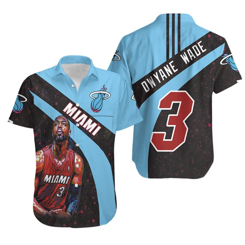 Dwyane Wade 3 Miami Heat Oil Paint Art Legend For Fan Hawaiian Shirt