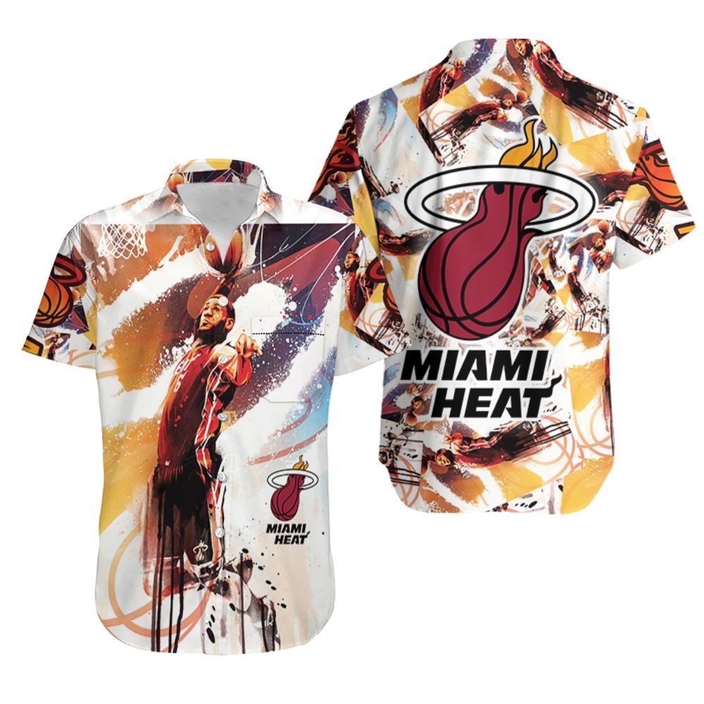 Lebron James 6 Miami Heat Legend Slam Dunk Watercolor For Fan Hawaiian Shirt