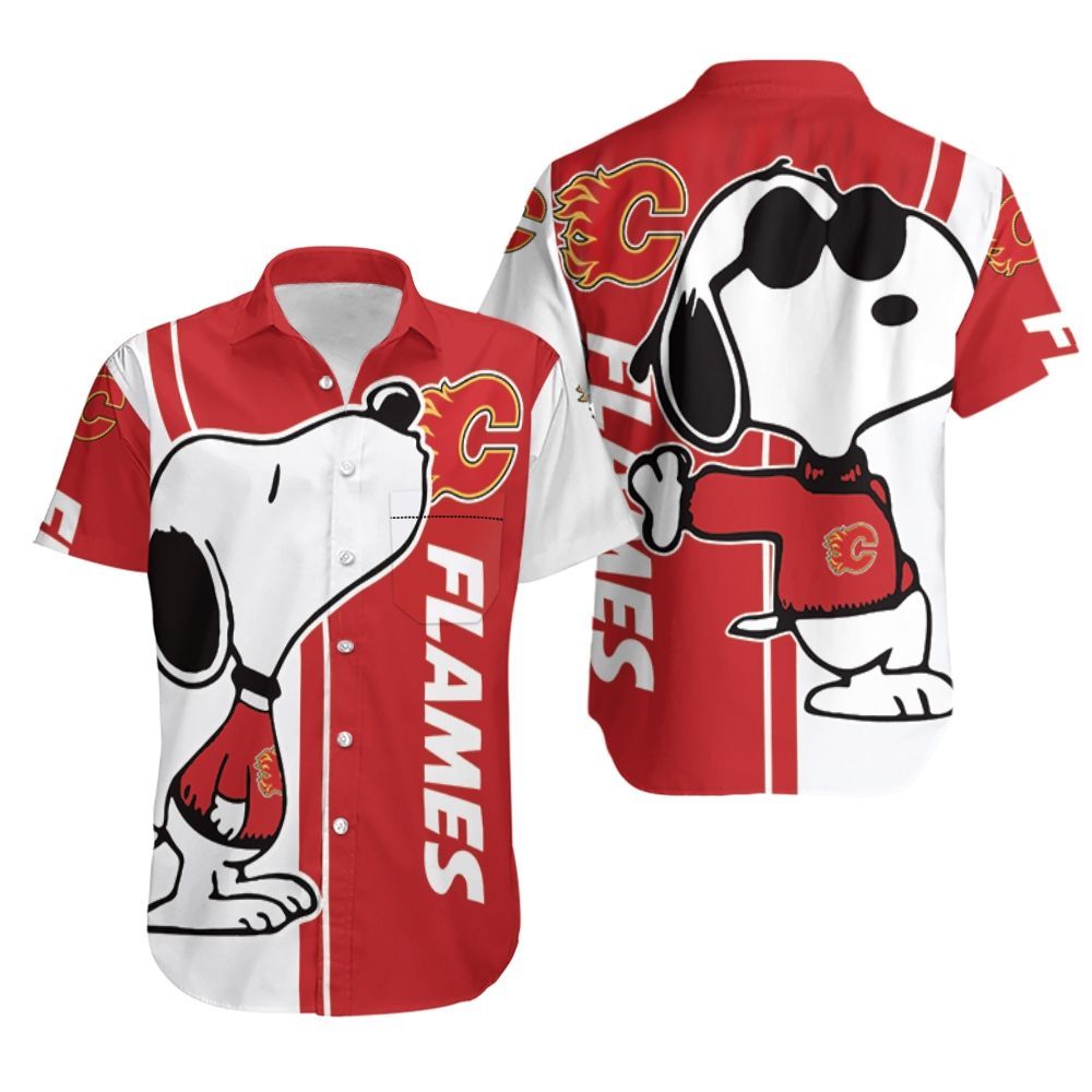 Calgary Flames Snoopy Lover 3D Printed Hawaiian Shirt