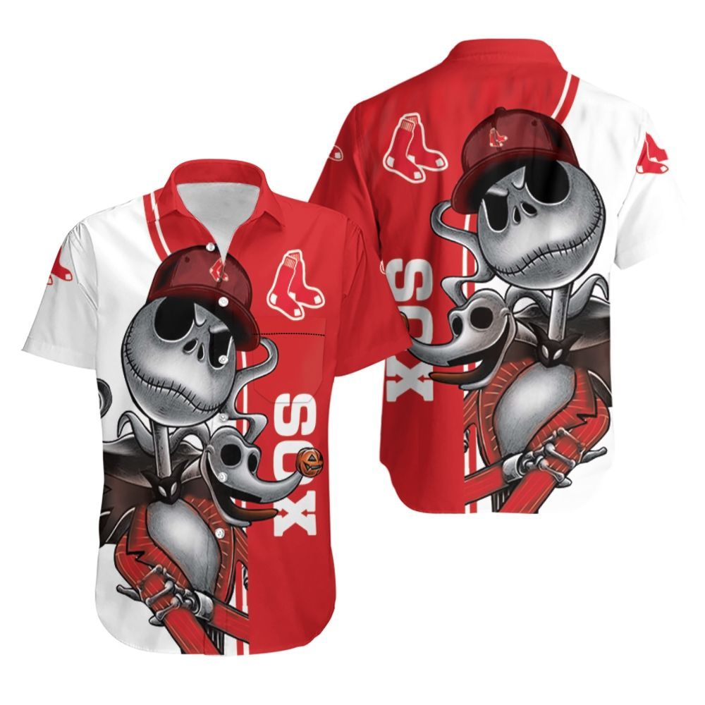 Boston Red Sox Jack Skellington And Zero Hawaiian Shirt