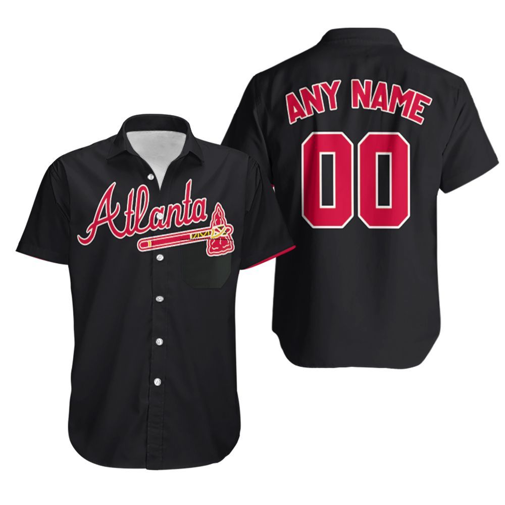 Atlanta Braves Majestic 2019 Alternate Black Team Jersey Inspired Style Hawaiian Shirt