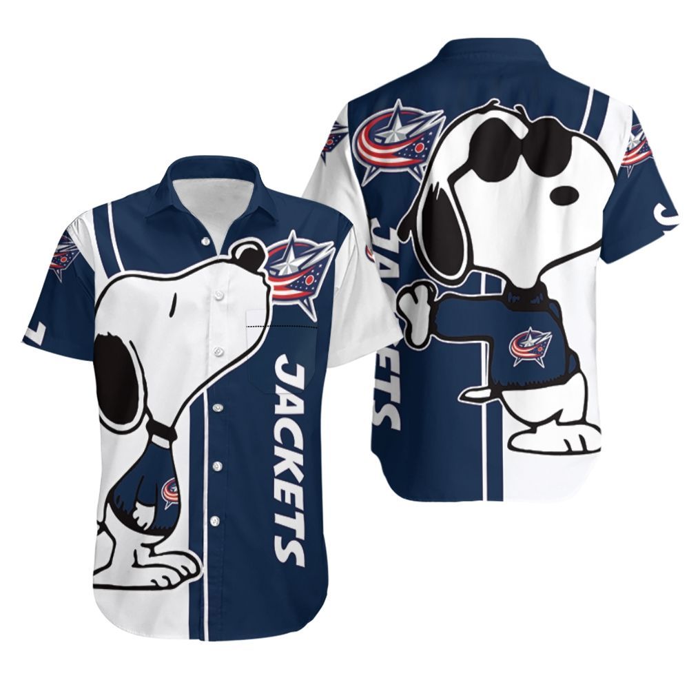 Columbus Blue Jackets Snoopy Lover 3D Printed Hawaiian Shirt