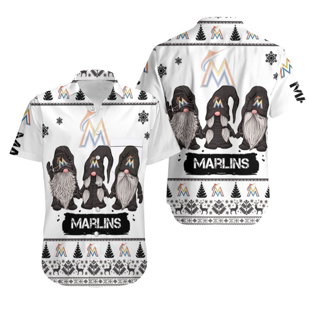 Christmas Gnomes Miami Marlins Ugly Sweatshirt Christmas 3D Hawaiian Shirt