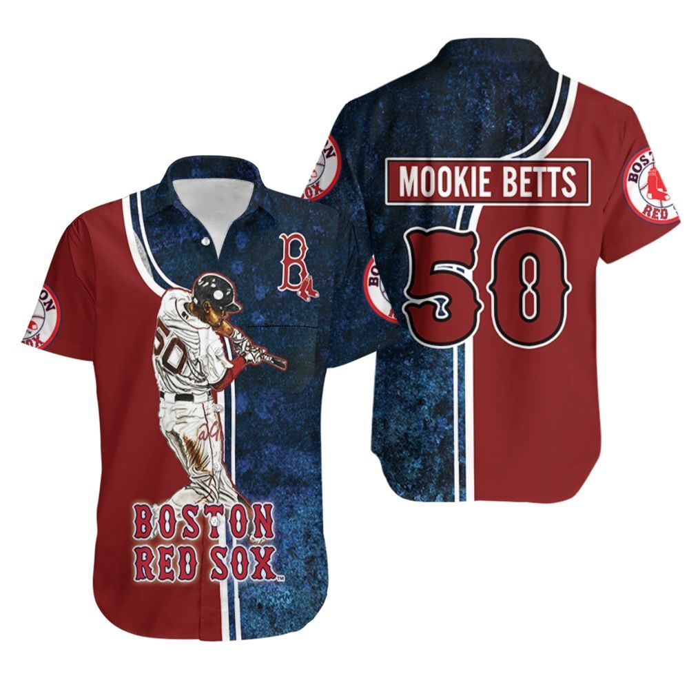 50 Mookie Betts Boston Red Sox Hawaiian Shirt