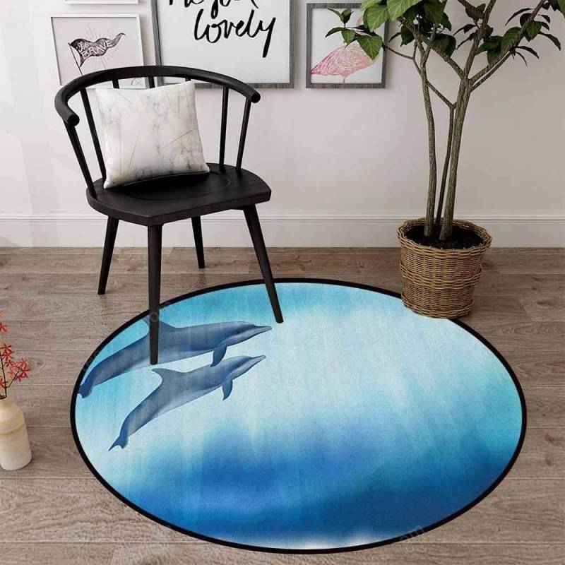 Dolphins Couple Limited Edition Round Sku 268519 Rug