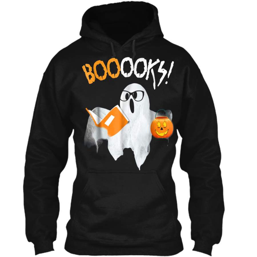 Ghost Reading Books – Funny Halloween Costume Gift Pullover Hoodie 8 oz