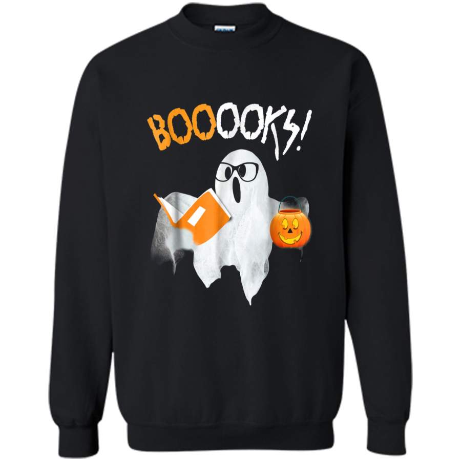 Ghost Reading Books – Funny Halloween Costume Gift Printed Crewneck Pullover Sweatshirt