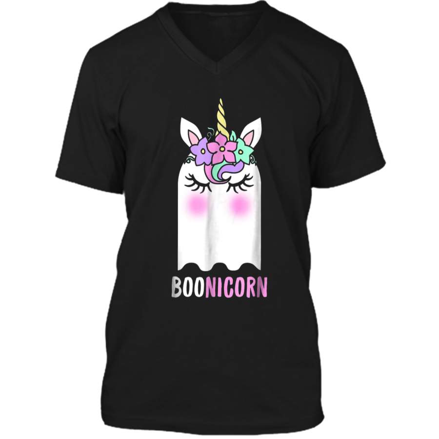 Boonicorn Unicorn Ghost Unicorn Halloween for Girls Mens Printed V-Neck T