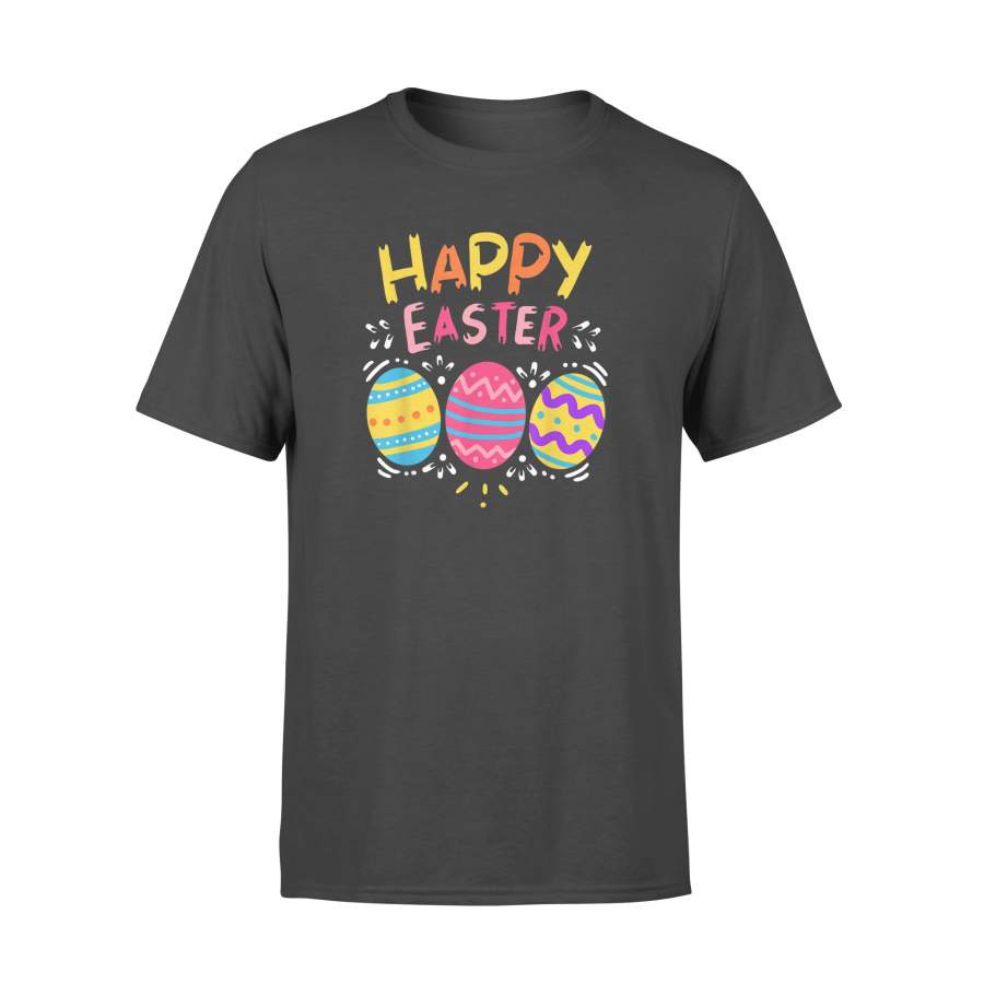 Happy Easter Day TShirt Colorful Dye Egg Hunting Cute – Standard T-shirt