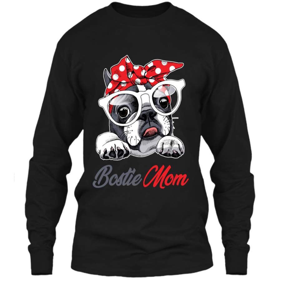 Bostie Mom T-Shirt Boston Terrier Gift For Women LS Ultra Cotton Tshirt