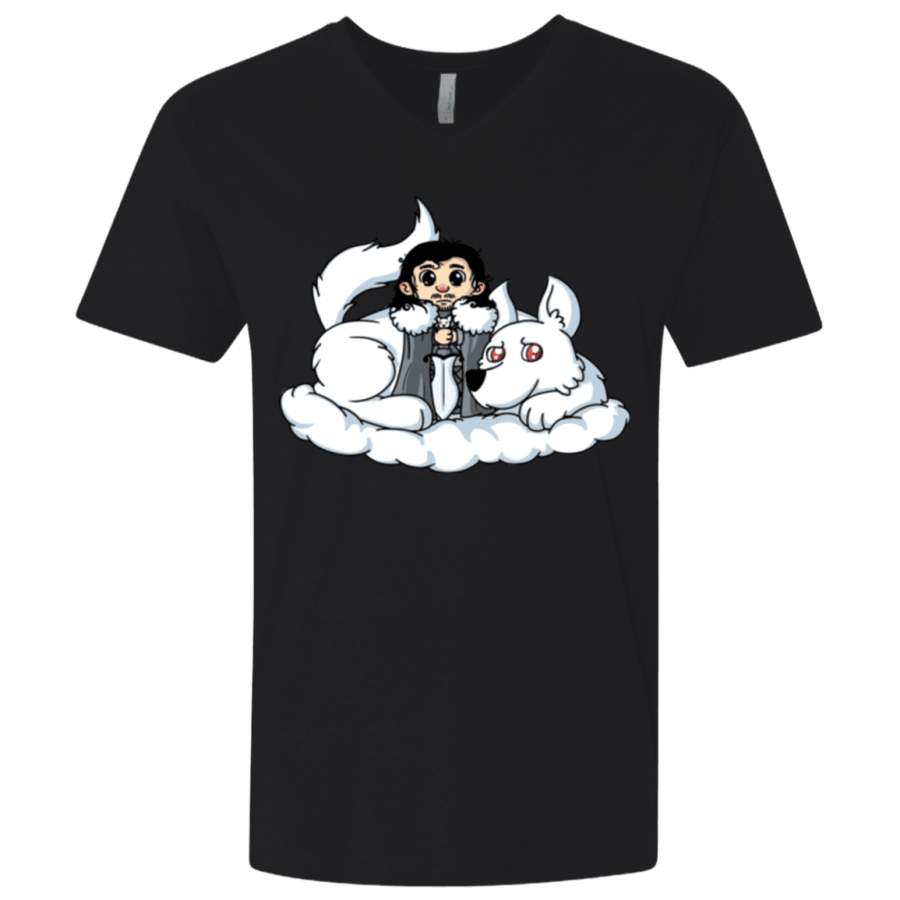 Cute Jon Snow and Ghost Men’s Premium V-Neck