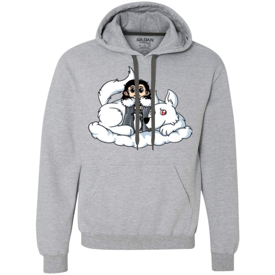 Cute Jon Snow and Ghost Premium Fleece Hoodie