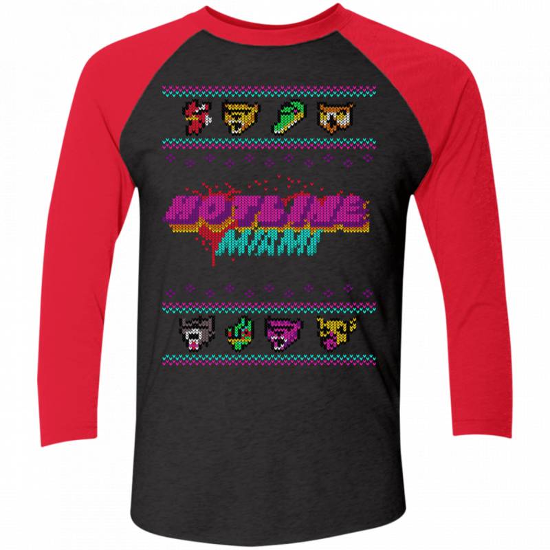 Christmas Sweater Hotline Miami Men’s Triblend 3/4 Sleeve