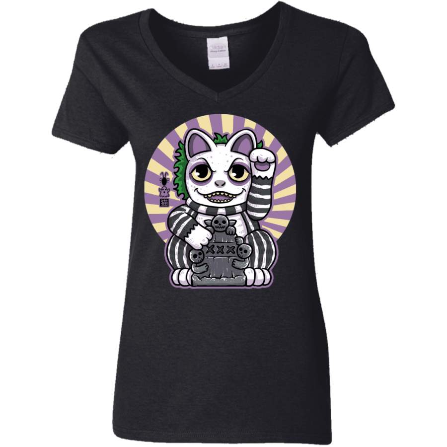 Ghost Neko Women’s V-Neck T-Shirt