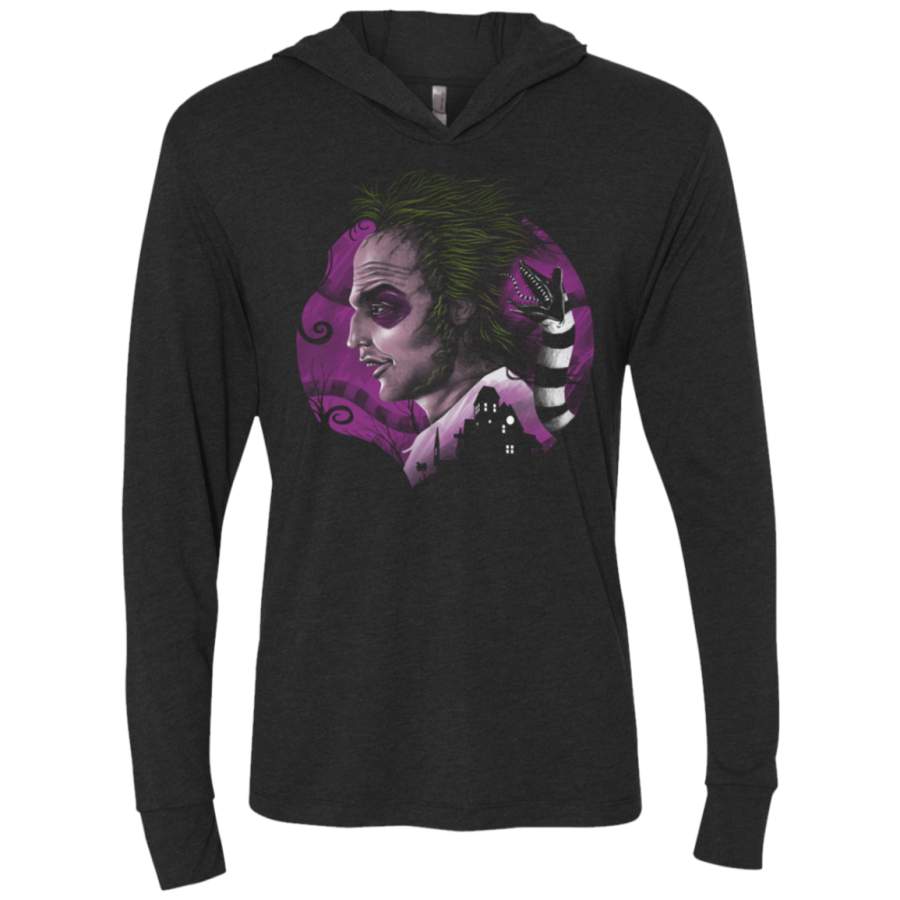 Devious Ghost Triblend Long Sleeve Hoodie Tee