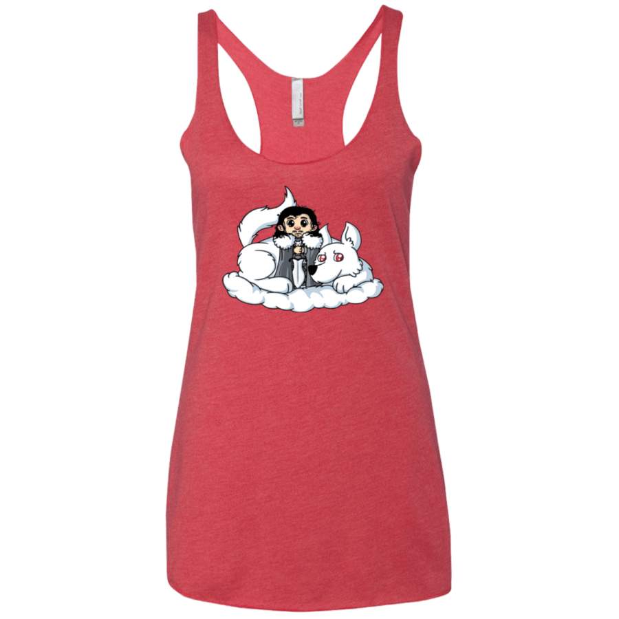 Cute Jon Snow and Ghost Women’s Triblend Racerback Tank