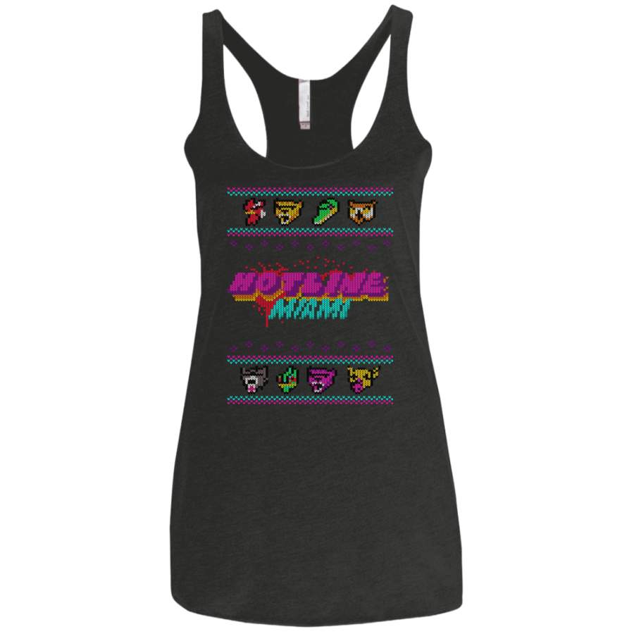 Christmas Sweater Hotline Miami Women’s Triblend Racerback Tank