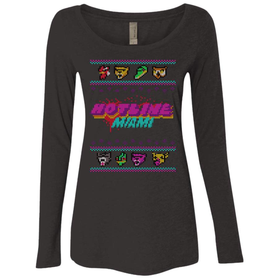 Christmas Sweater Hotline Miami Women’s Triblend Long Sleeve Shirt