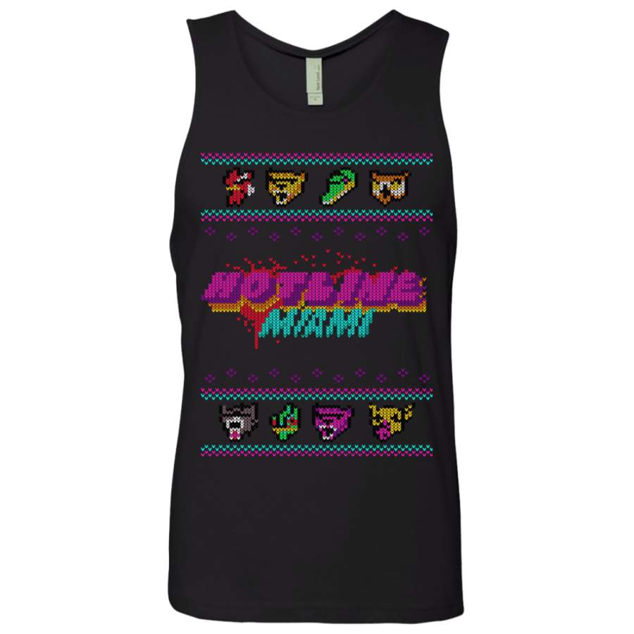 Christmas Sweater Hotline Miami Men’s Premium Tank Top