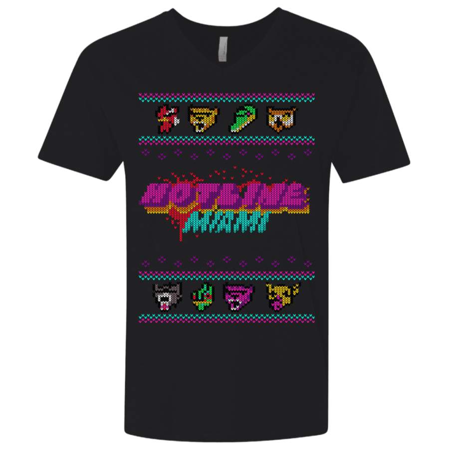 Christmas Sweater Hotline Miami Men’s Premium V-Neck