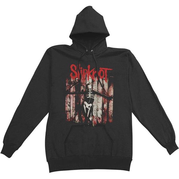 Warm Slipknot Men’s Gray Chapter Skeleton Hooded Sweatshirt Black