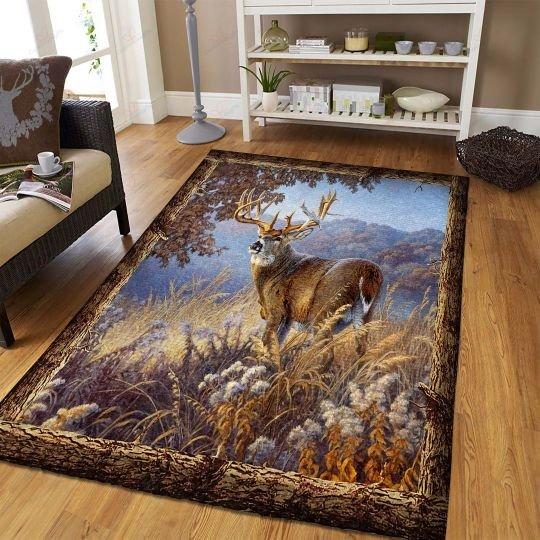 Hunting Deer At Forest Area Rug | Colorful S – 2XL