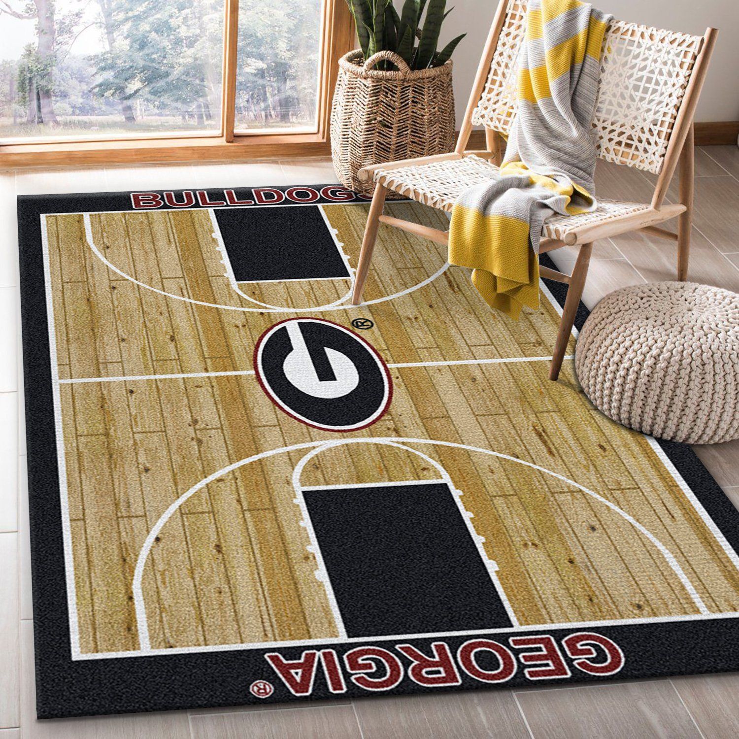 College Home Court Georgia Basketball Team Logo Area Rug, Kitchen Rug, Christmas Gift US Decor