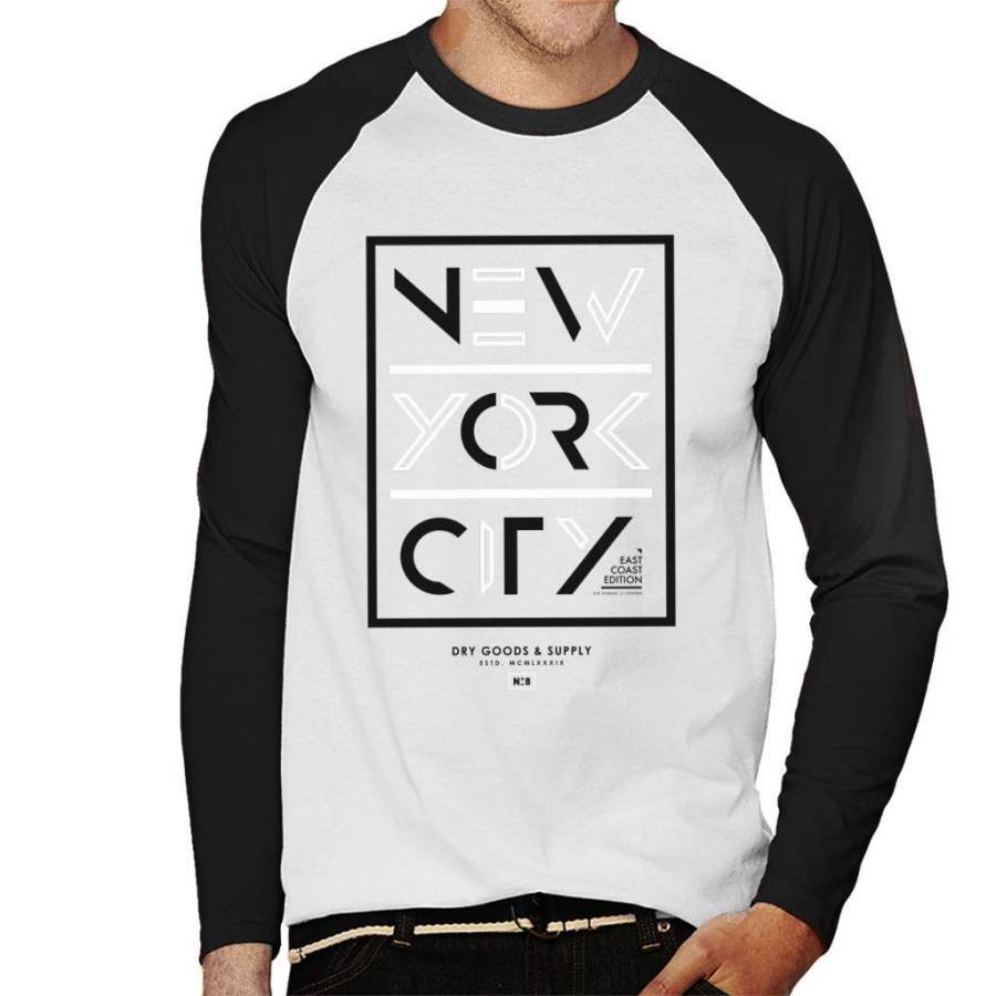 Divide And Conquer New York City Dry Goods Men’s Baseball Long Sleeved T-Shirt