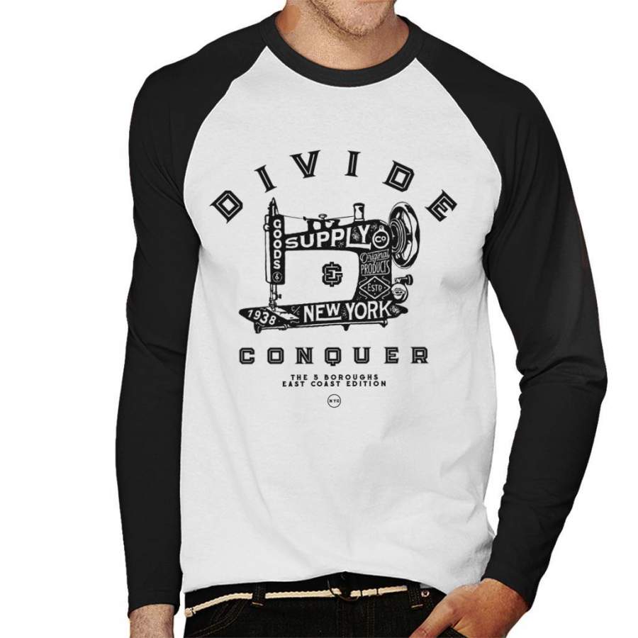 Divide And Conquer New York East Coast Edition Men’s Baseball Long Sleeved T-Shirt