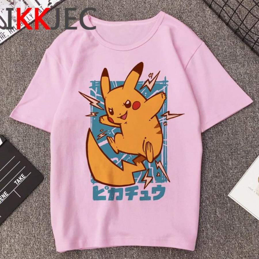 Pikachu Funny Cartoon T Shirt Men Pokemon Go Harajuku T-shirt Casual Fashion Anime