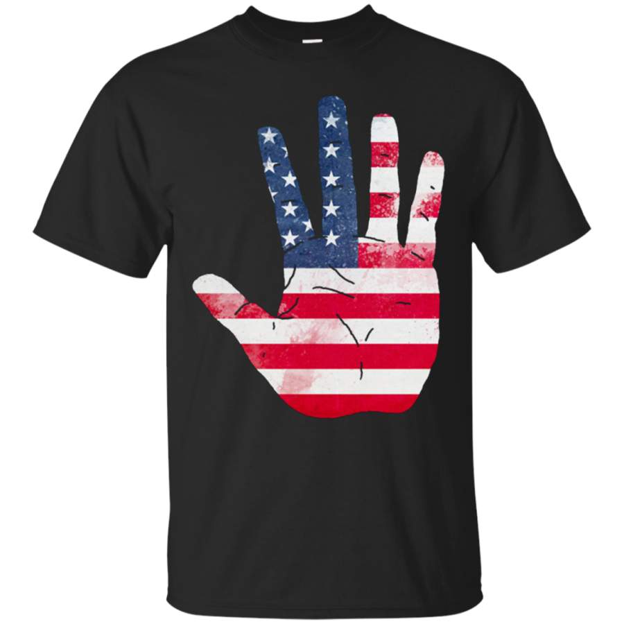 American Flag Waving Hand Hi Five Patriotic Novelty T Shirt