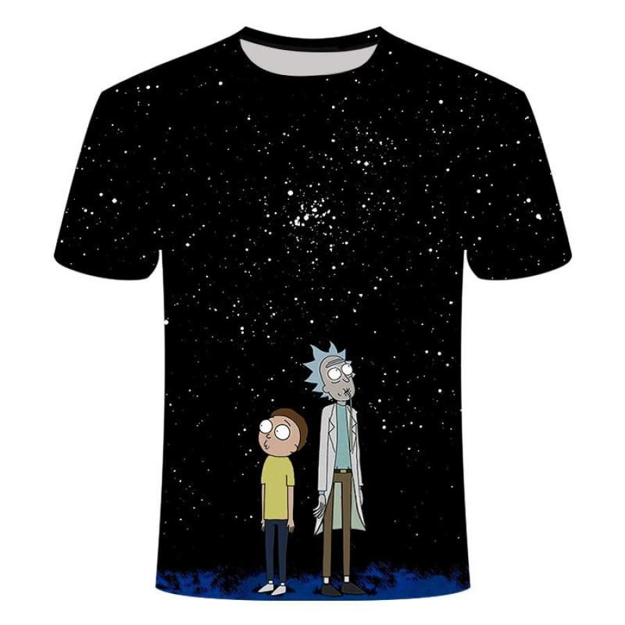 Rick and Morty Anime funny t-shirt 3D t shirt Men tshirt Summer Short T-Shirt men O-neck Tops Cool Anime Overlook the sky