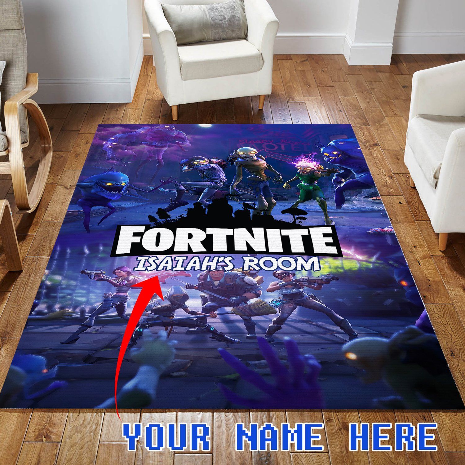 Customized Name Fortnite Ver2 Area Rugs Living Room Rug Christmas Gift US Decor