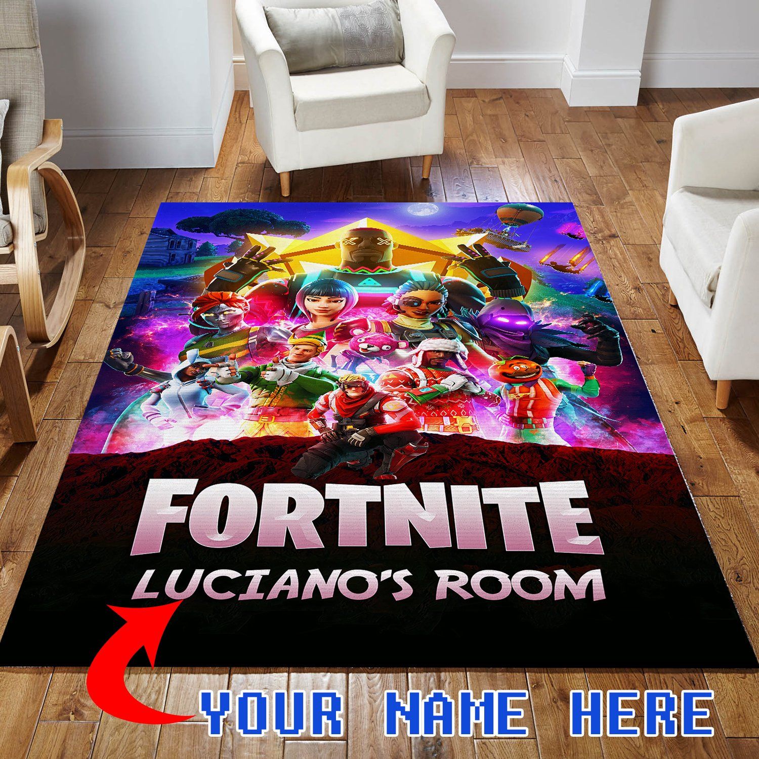 Customized Name Fortnite Infinity Wars Rug Bedroom Rug Christmas Gift US Decor