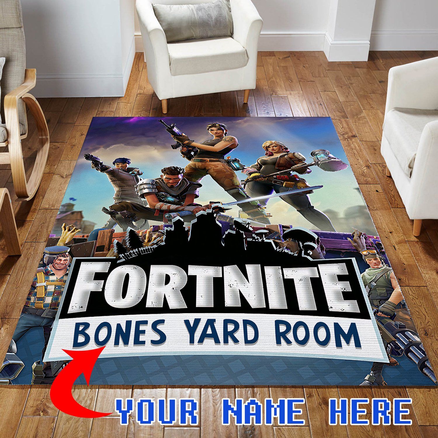 Customized Name Fortnite Rug Living Room Rug Christmas Gift US Decor